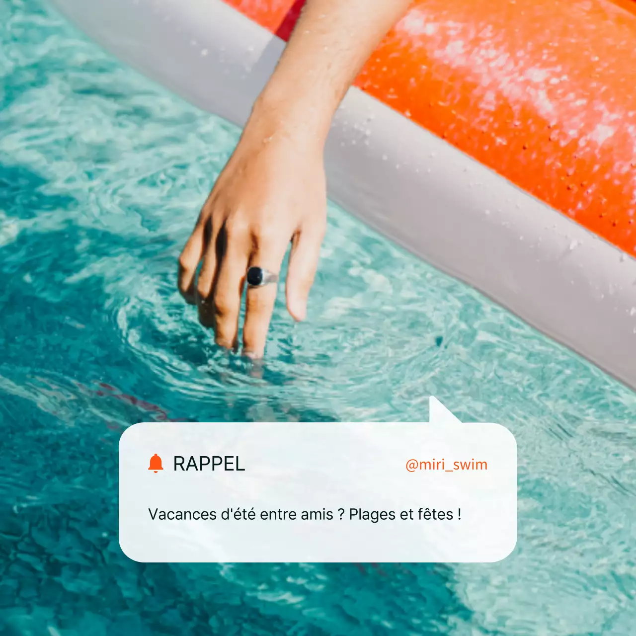 Un simple billet d'été pour un voyage d'amitié et une fête au bord de la piscine en orange et blanc