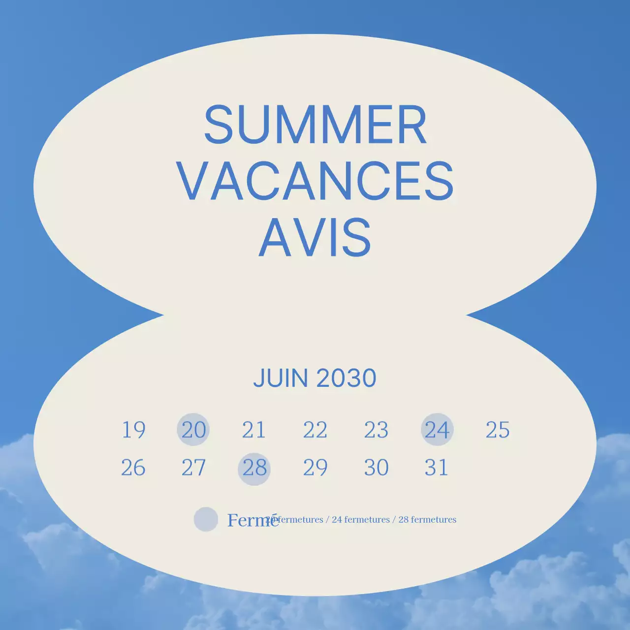 Une publicité simple pour les soldes d'été en bleu clair et bleu