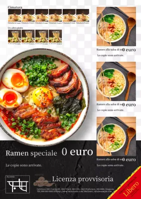 Semplice pubblicità del menu del negozio di noodle in bianco