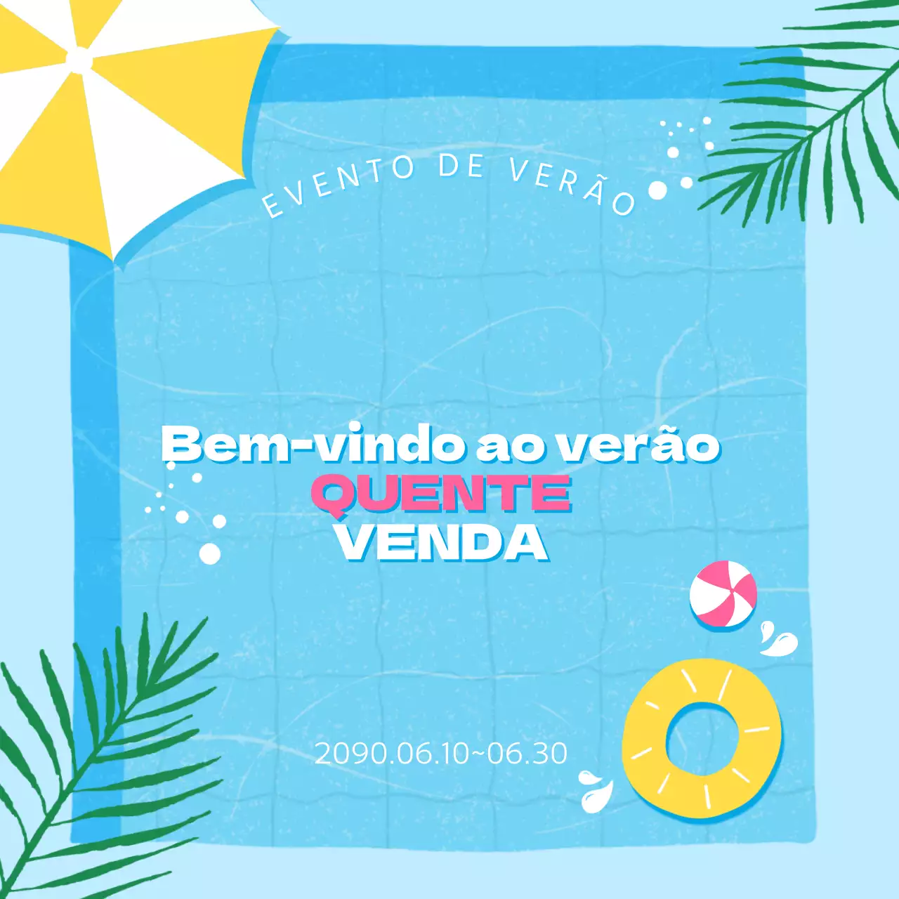 Uma coleção de miniaturas de eventos de verão na moda, em azul claro e azul