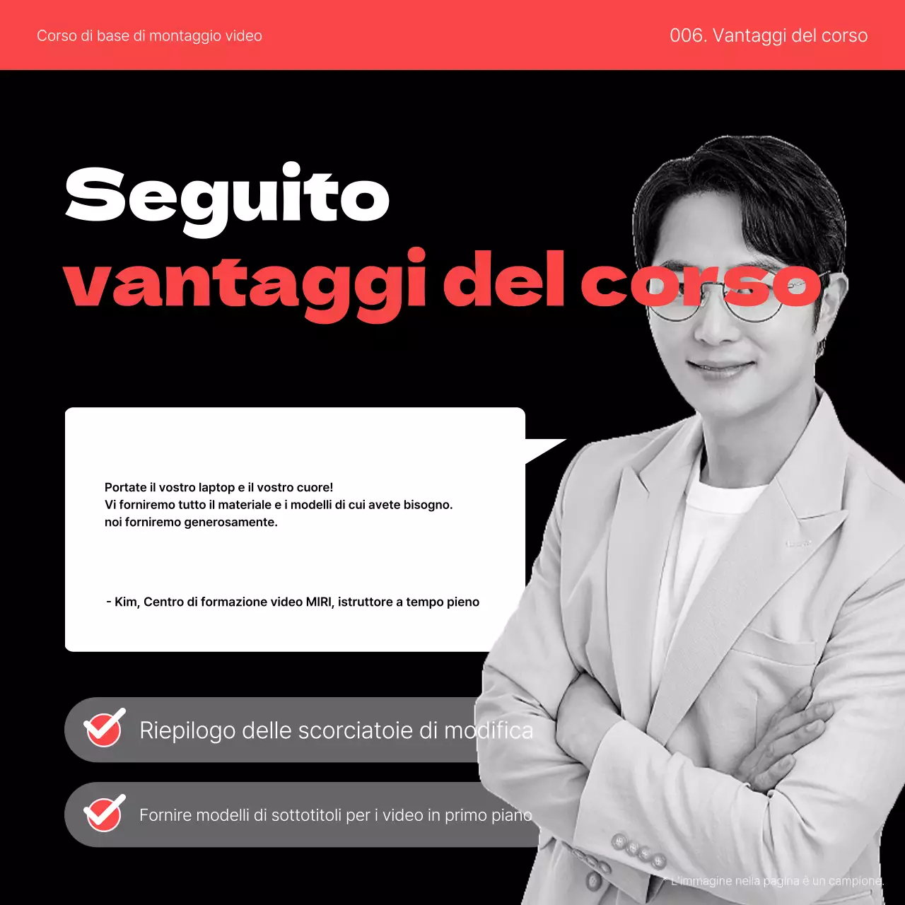 Promuovete un semplice corso di auto-miglioramento di video editing in rosso e nero.