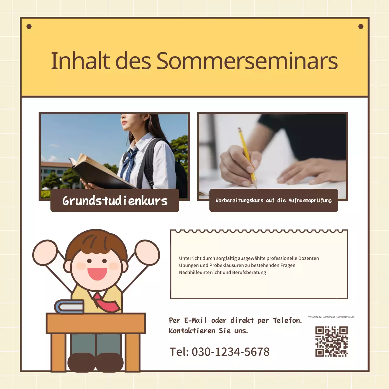 Ein einfacher gelber und brauner Leitfaden für den Sommerkurs
