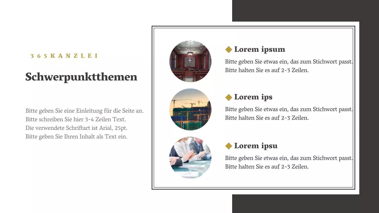 Einfaches braunes und weißes Firmenprofil einer Anwaltskanzlei