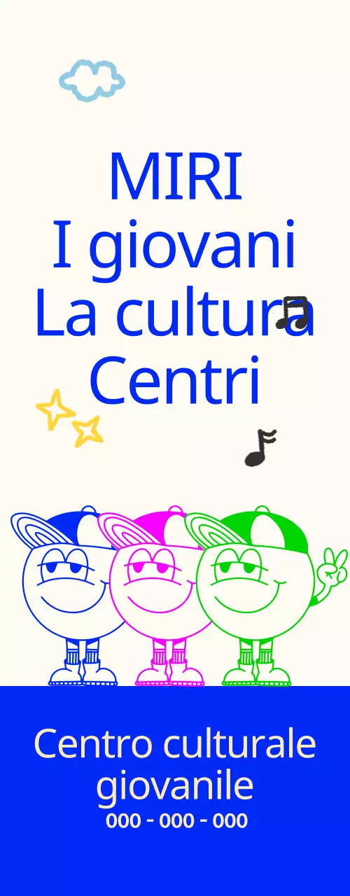 Centro culturale giovanile luminoso e carino con personaggi giovanili