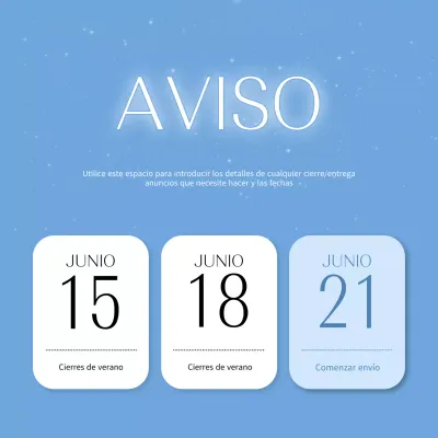 Sencillos anuncios de cierre y entrega en azul claro y blanco