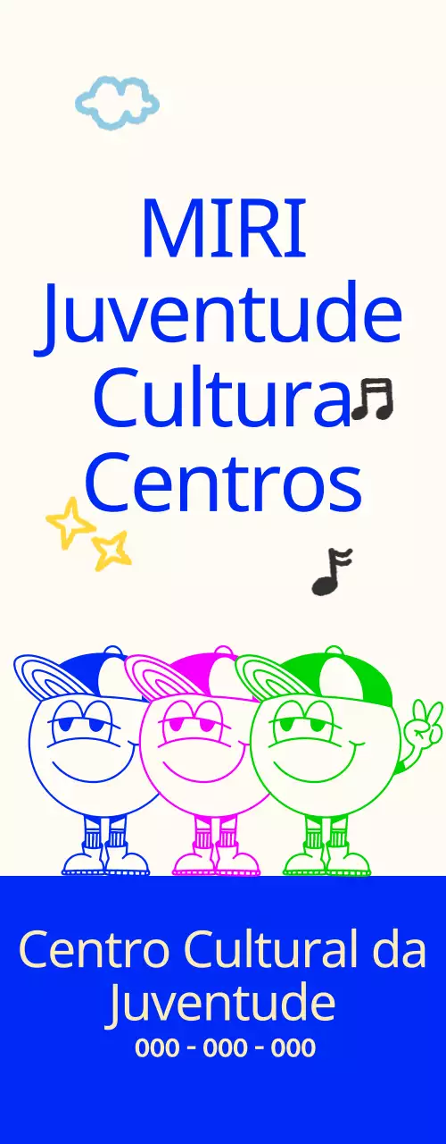 Centro cultural juvenil luminoso e giro com personagens juvenis