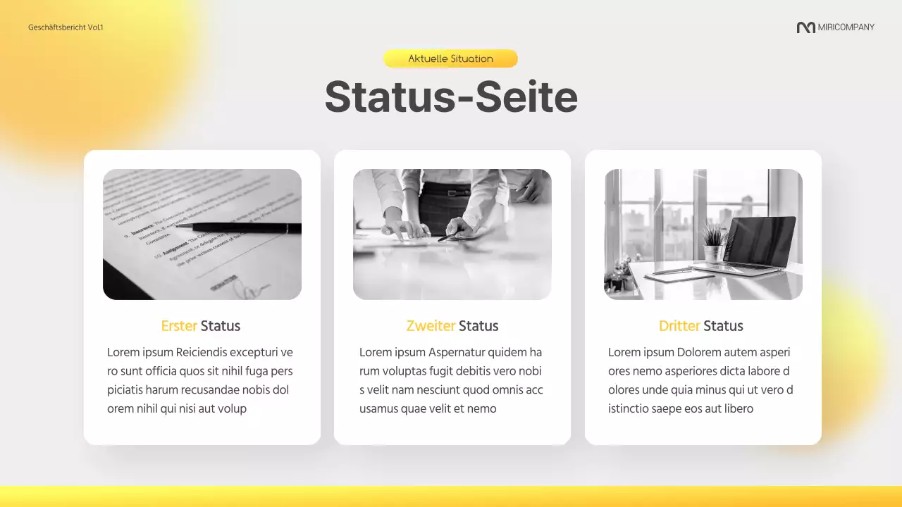 Ein moderner Geschäftsbericht in Gelb und Grau