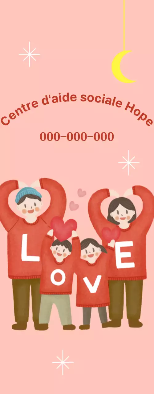 Centre d'aide sociale chaleureux et lumineux avec illustrations familiales