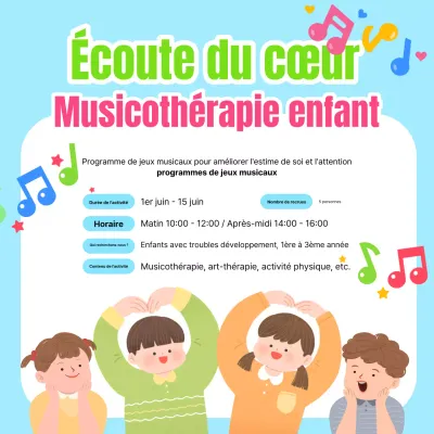 Promouvoir la musicothérapie pour enfants en bleu clair