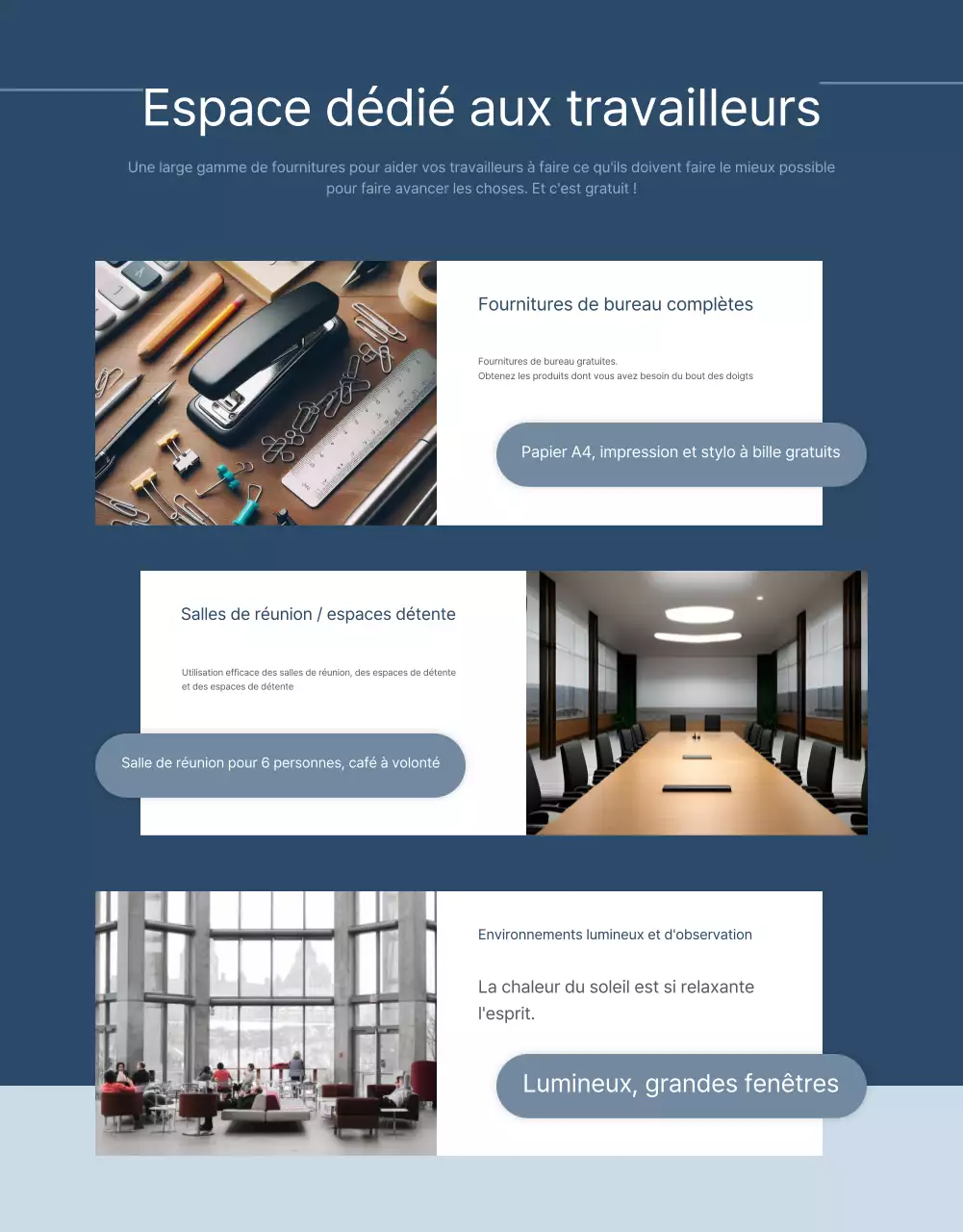 Promouvoir un espace de coworking bleu et blanc