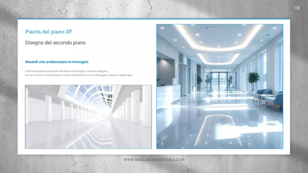 Briefing di design architettonico semplice in blu e grigio