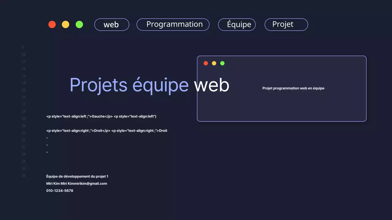 Une simple proposition de projet d'équipe de développement en bleu marine