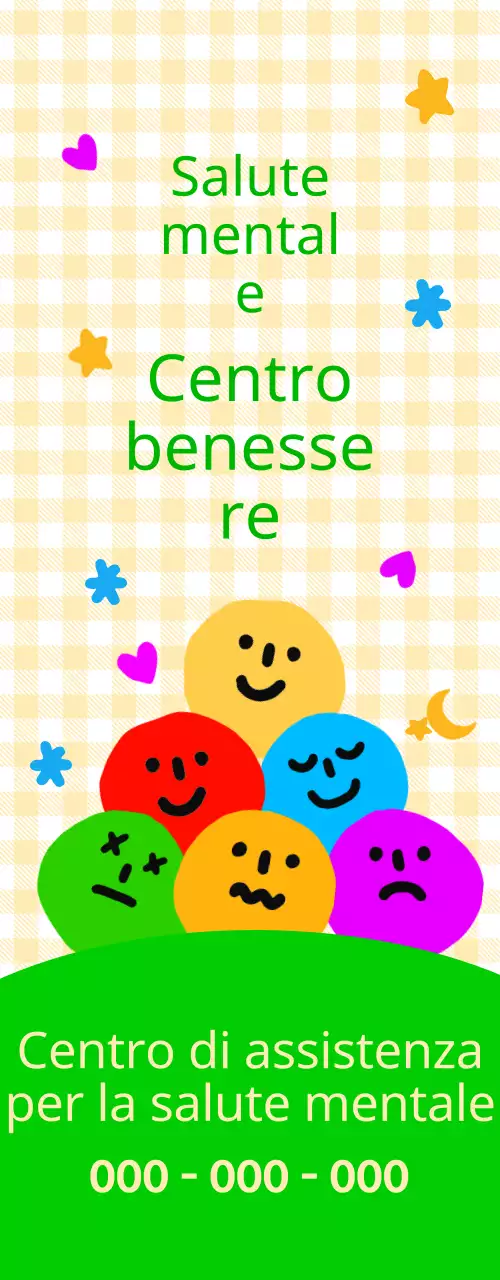 Un simpatico centro di salute mentale e benessere con espressioni facciali colorate