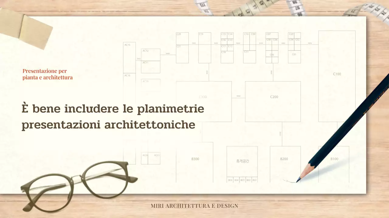 Un brief di architettura e design semplice in rosso e beige