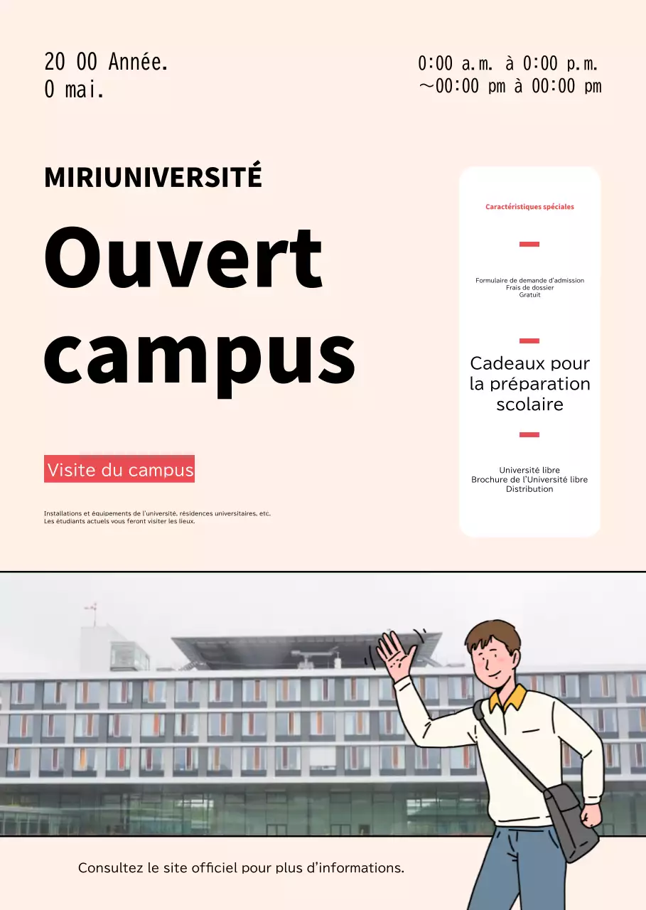 Une simple publicité rouge et jaune pour un campus universitaire