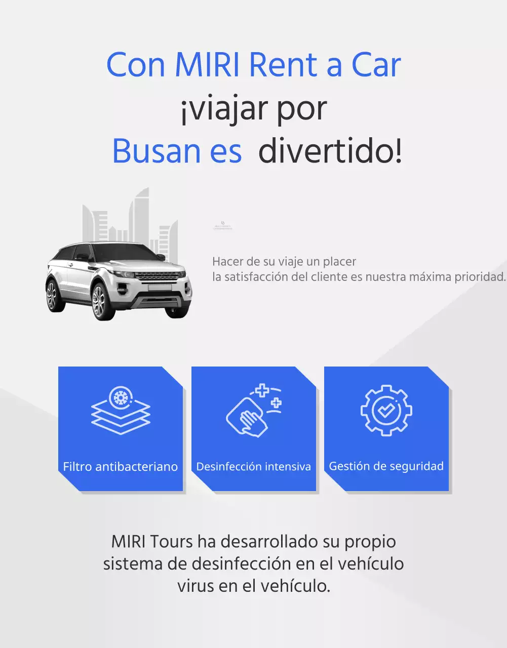 Anuncio sencillo de agencia de viajes de alquiler de coches en azul y naranja