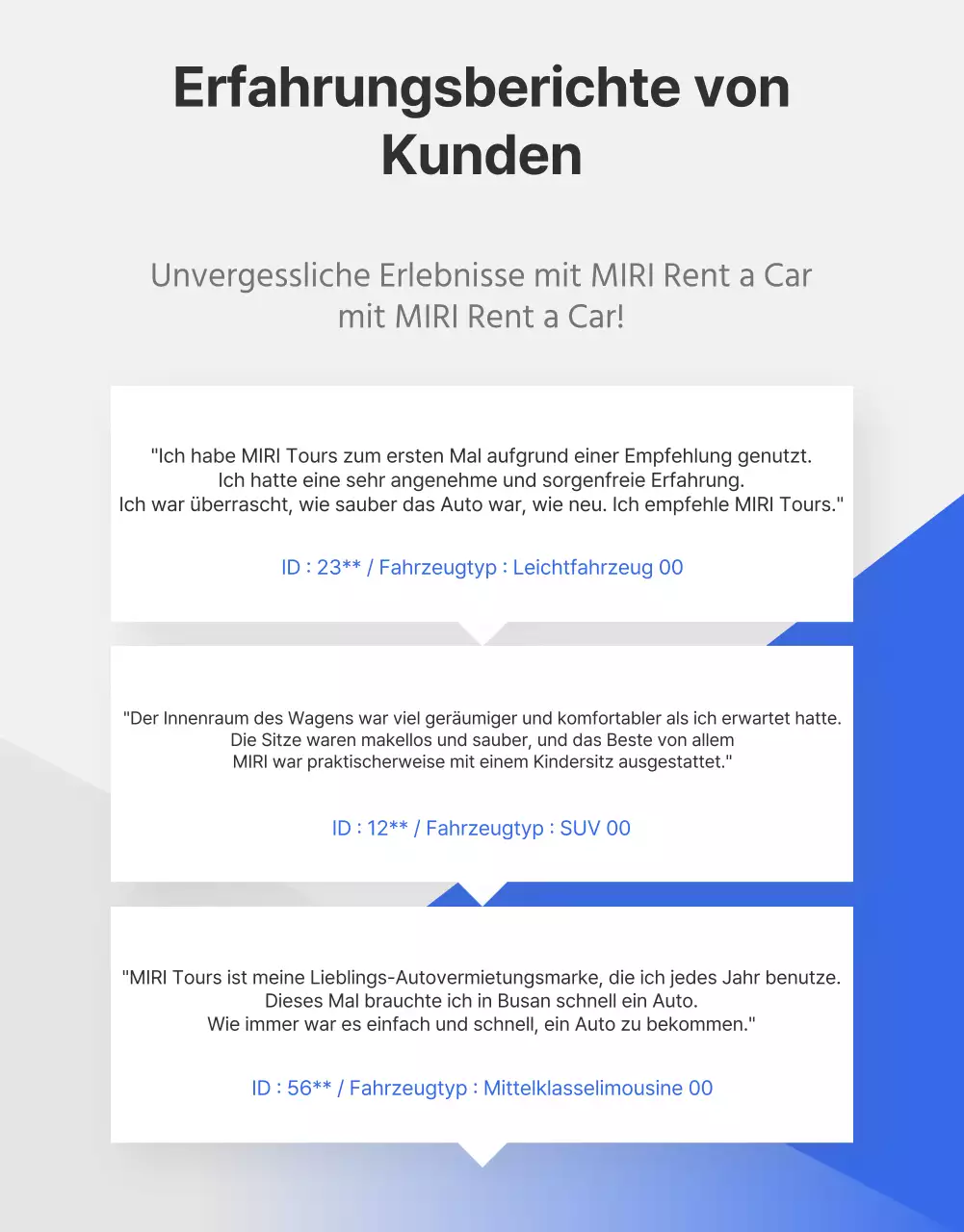 Einfache Reisebüro-Autovermietungsanzeige in Blau und Orange