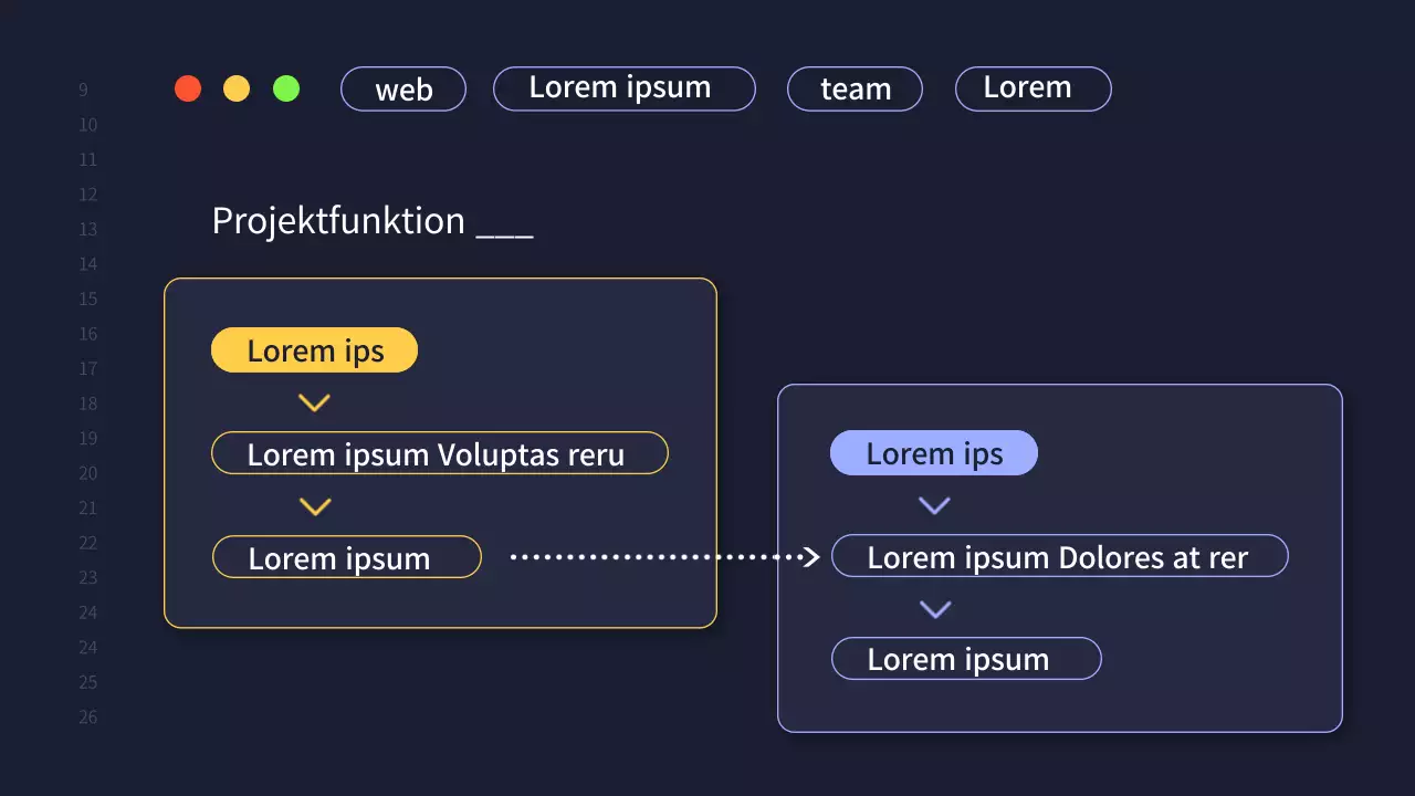 Ein einfacher Projektvorschlag eines Entwicklungsteams in Marineblau