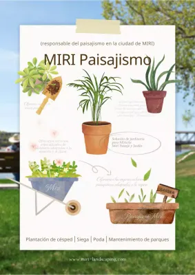 Promocione su empresa de paisajismo con un toque natural verde y marfil