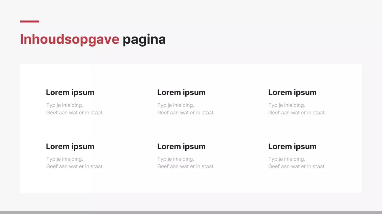 Minimalistisch bedrijfsrapport in rood en wit