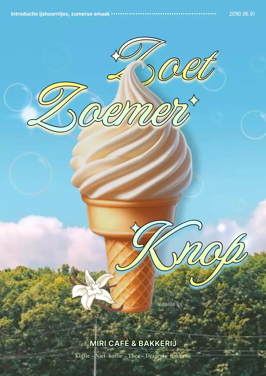 Promoot een retro zomermenu in groen en lichtblauw