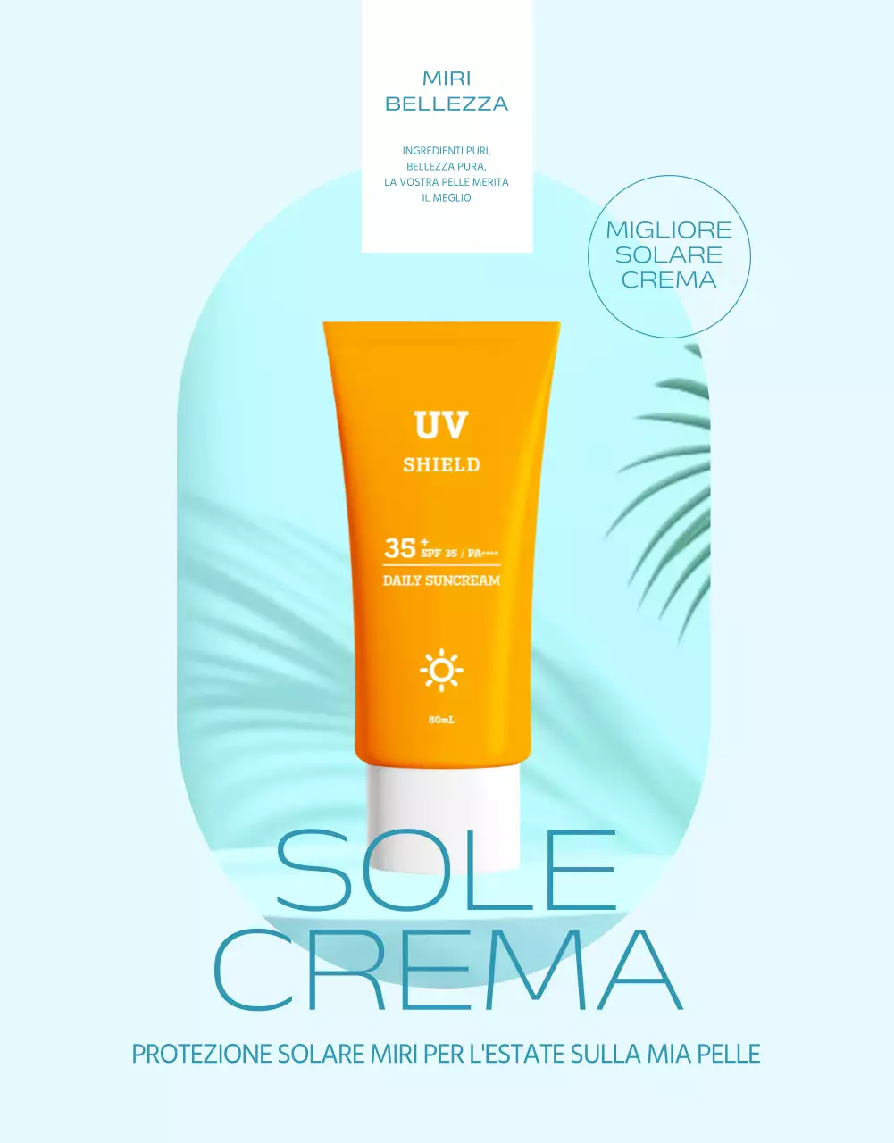 Una semplice protezione solare in azzurro e arancione spiegata