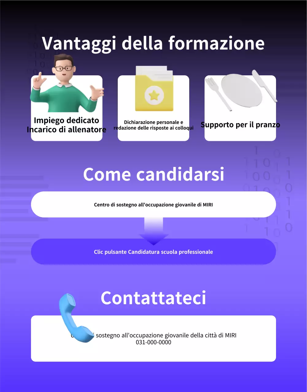 Un semplice avviso di reclutamento per laureati, in viola e nero.