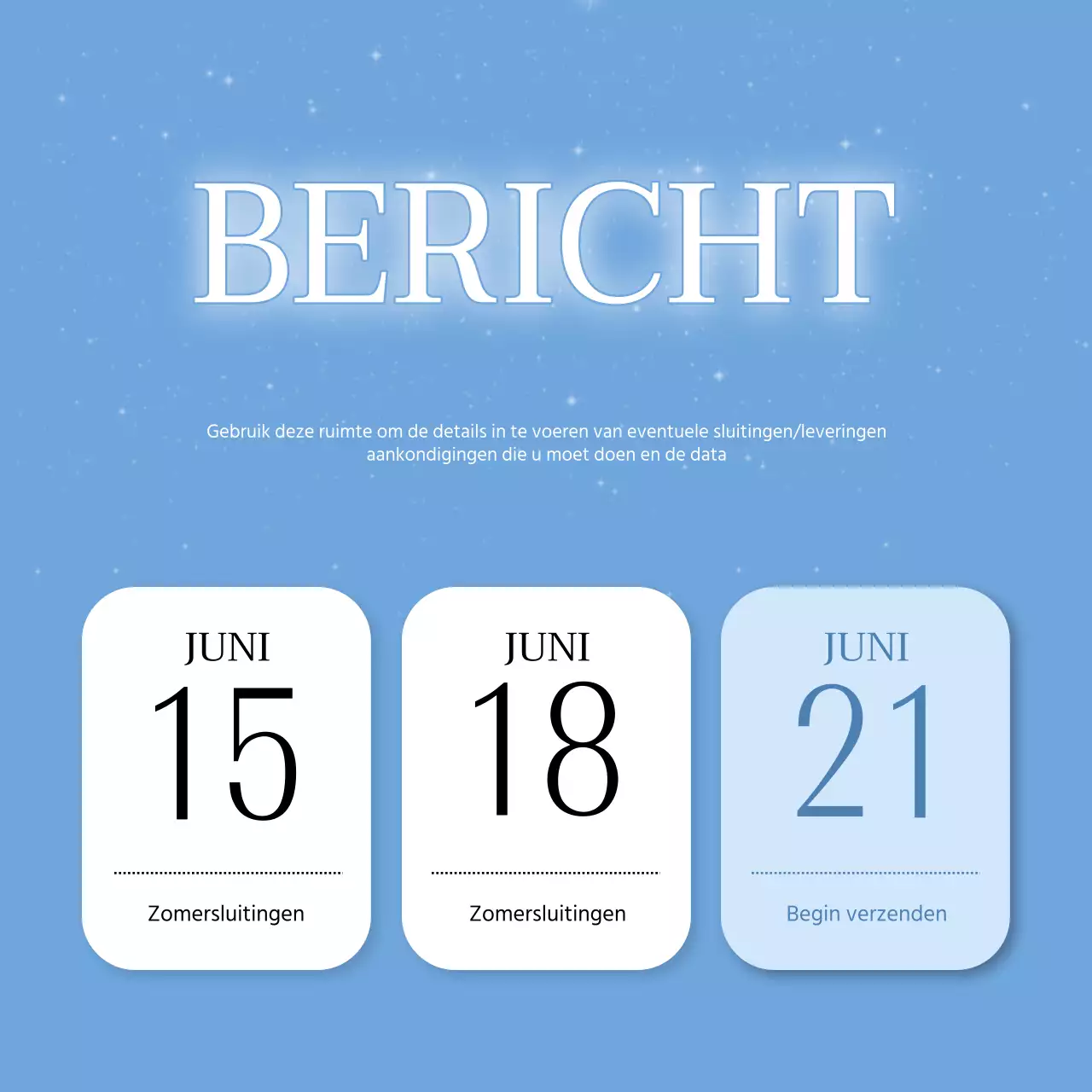 Eenvoudige lichtblauwe en witte sluitings- en leveringsaankondigingen
