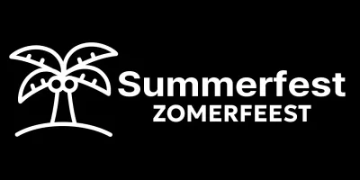 Eenvoudig zomerfestival met palmboomillustraties