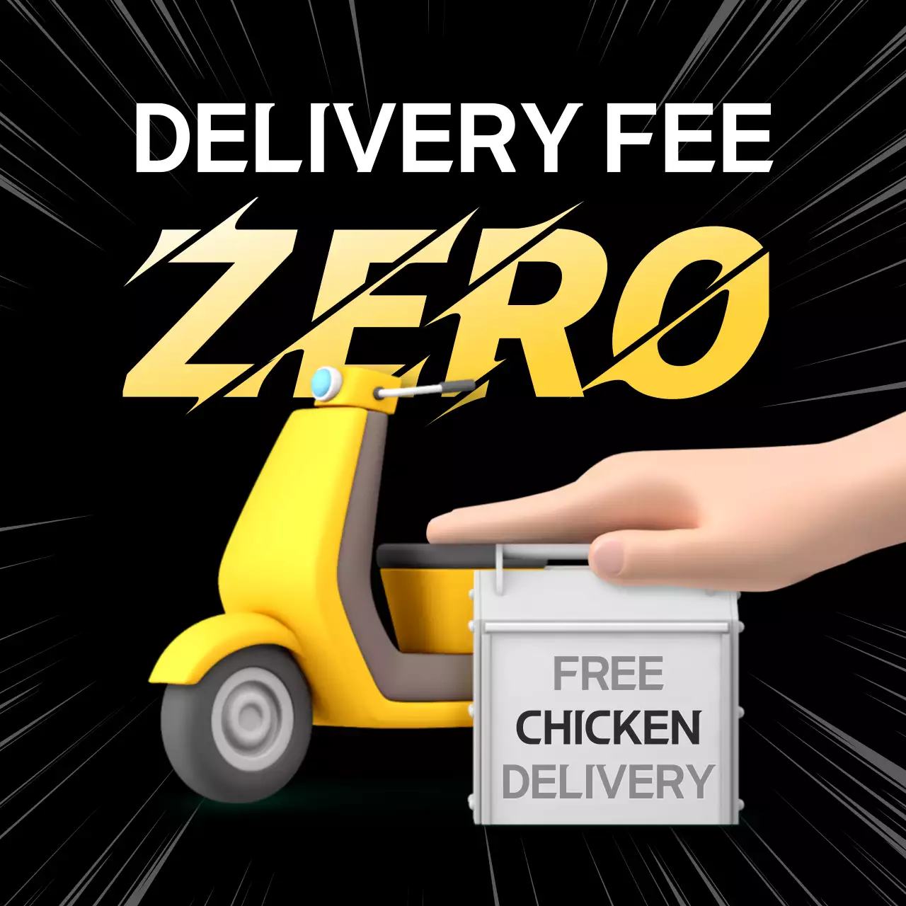 옐로우 모던 딜리버리 프로모션 소셜 미디어 포스트