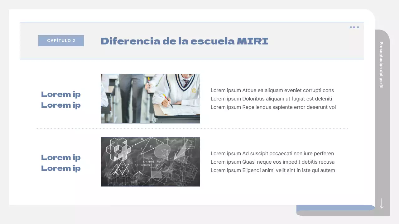 Un sencillo folleto escolar en gris y azul