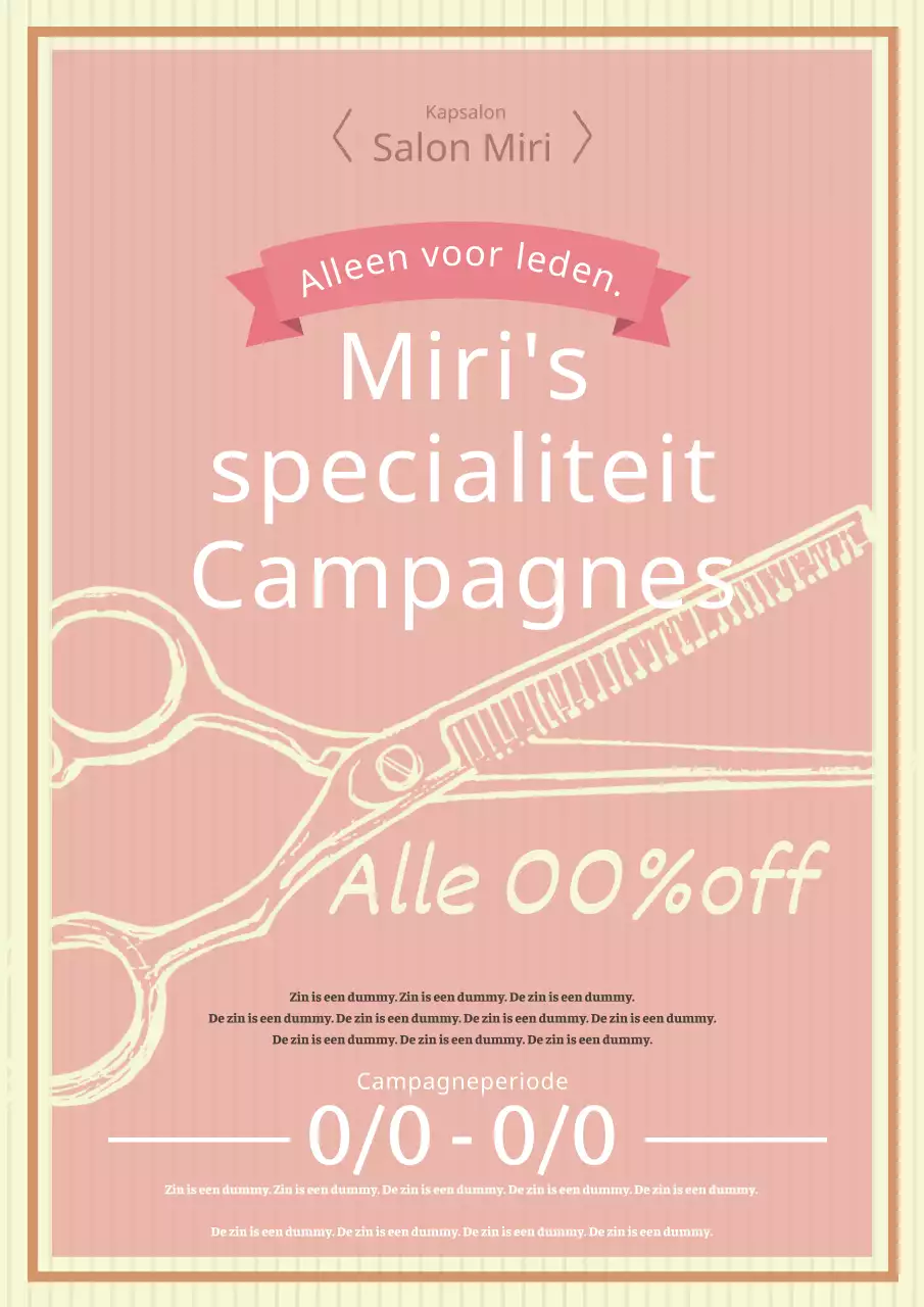 Leuke en eenvoudige kappersreclame in roze en geel