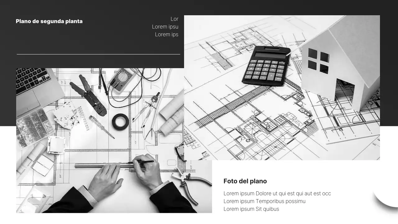 Informe simple de dibujo arquitectónico a escala en blanco y negro