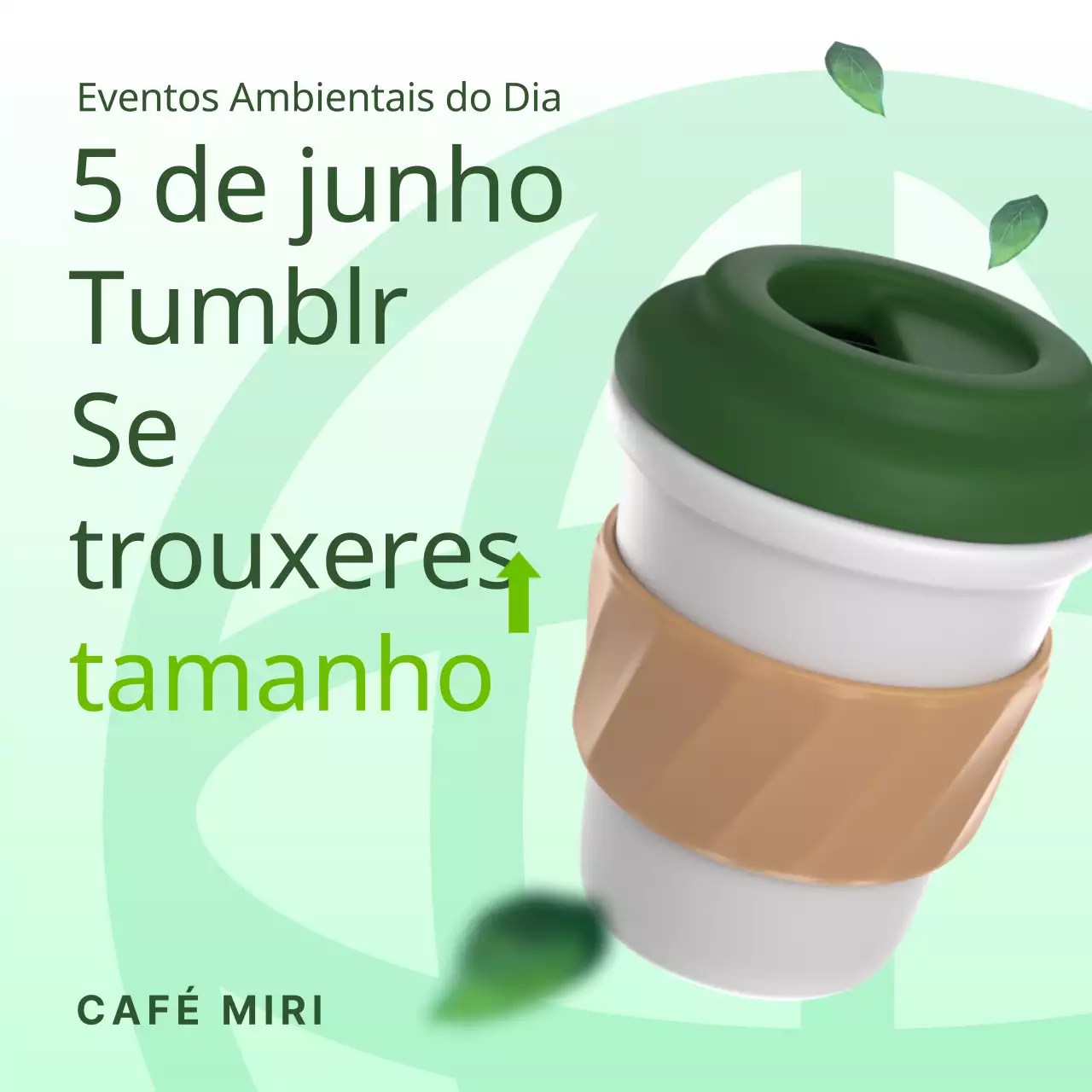 Promover um evento tumblr minimalista do Dia da Terra com plantas verdes e anuais