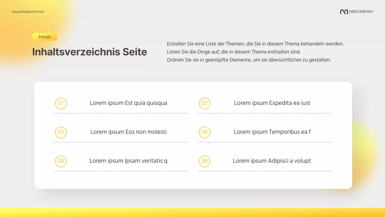 Ein moderner Geschäftsbericht in Gelb und Grau