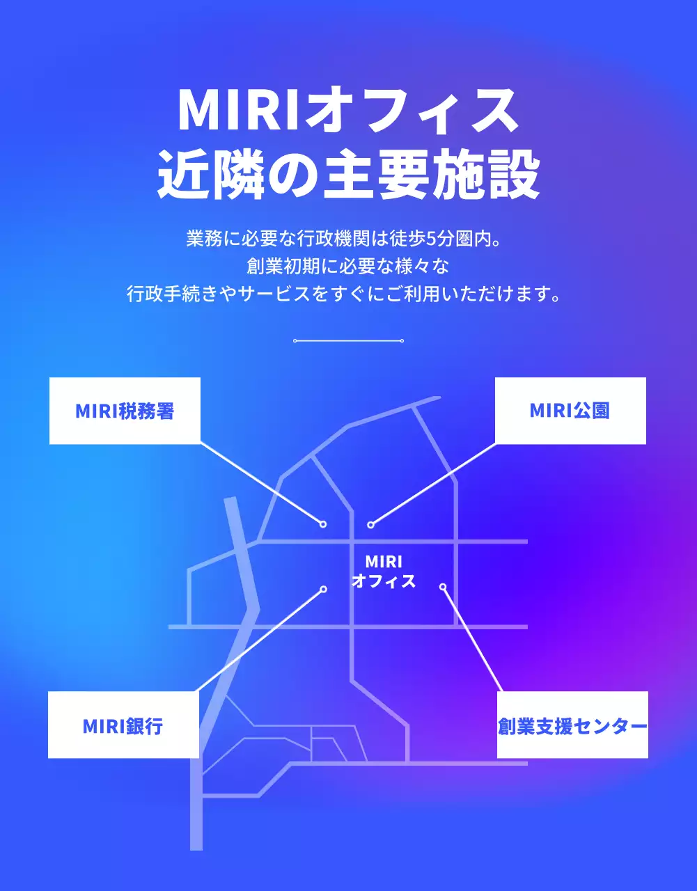 青 モダン オフィス パンフレット 詳細ページ