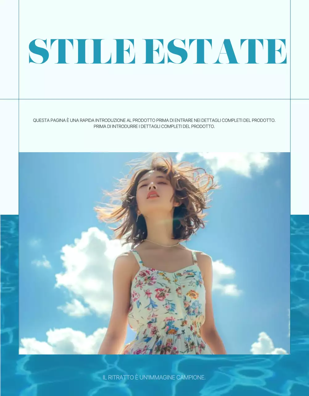 Promuovere una moda estiva minimalista in blu e azzurro