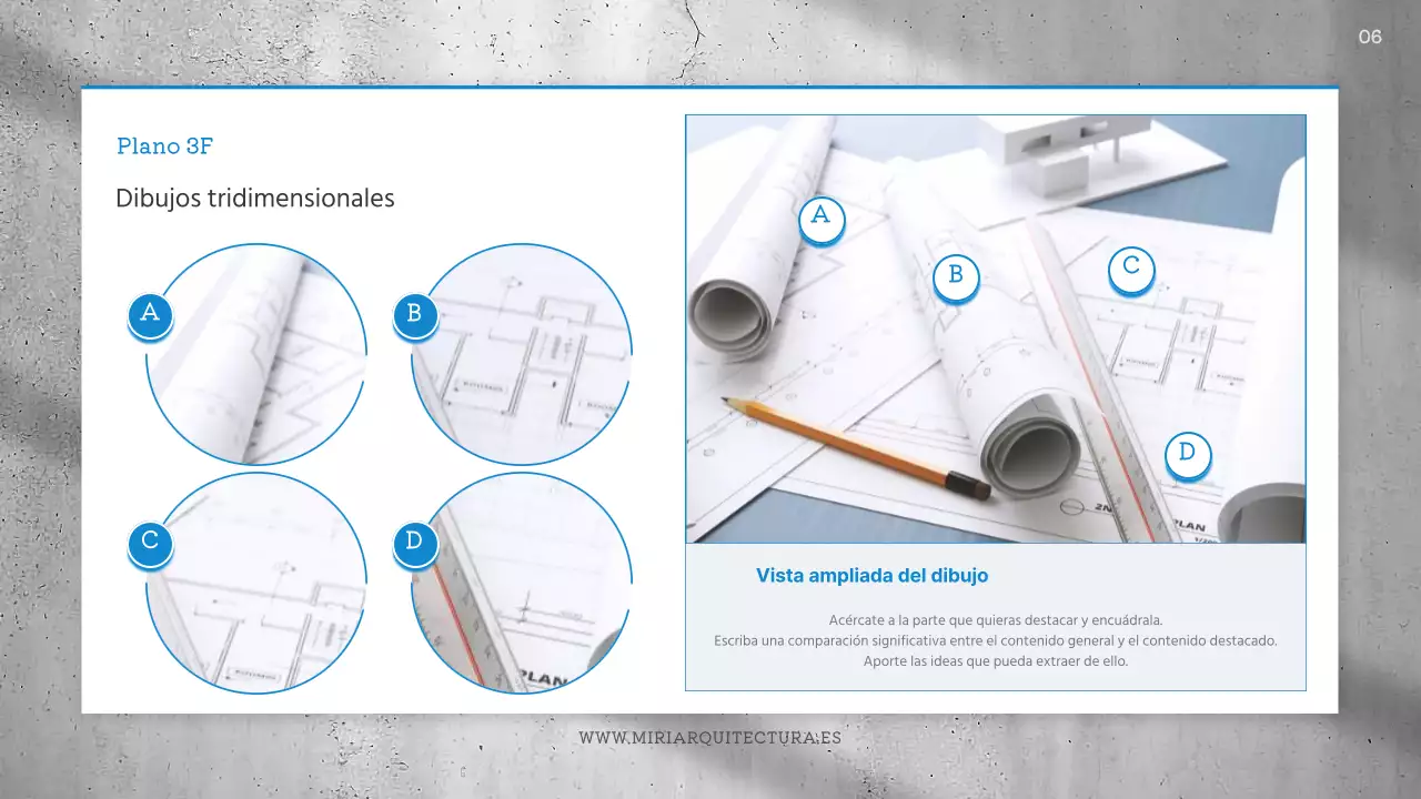 Informe de diseño arquitectónico sencillo en azul y gris