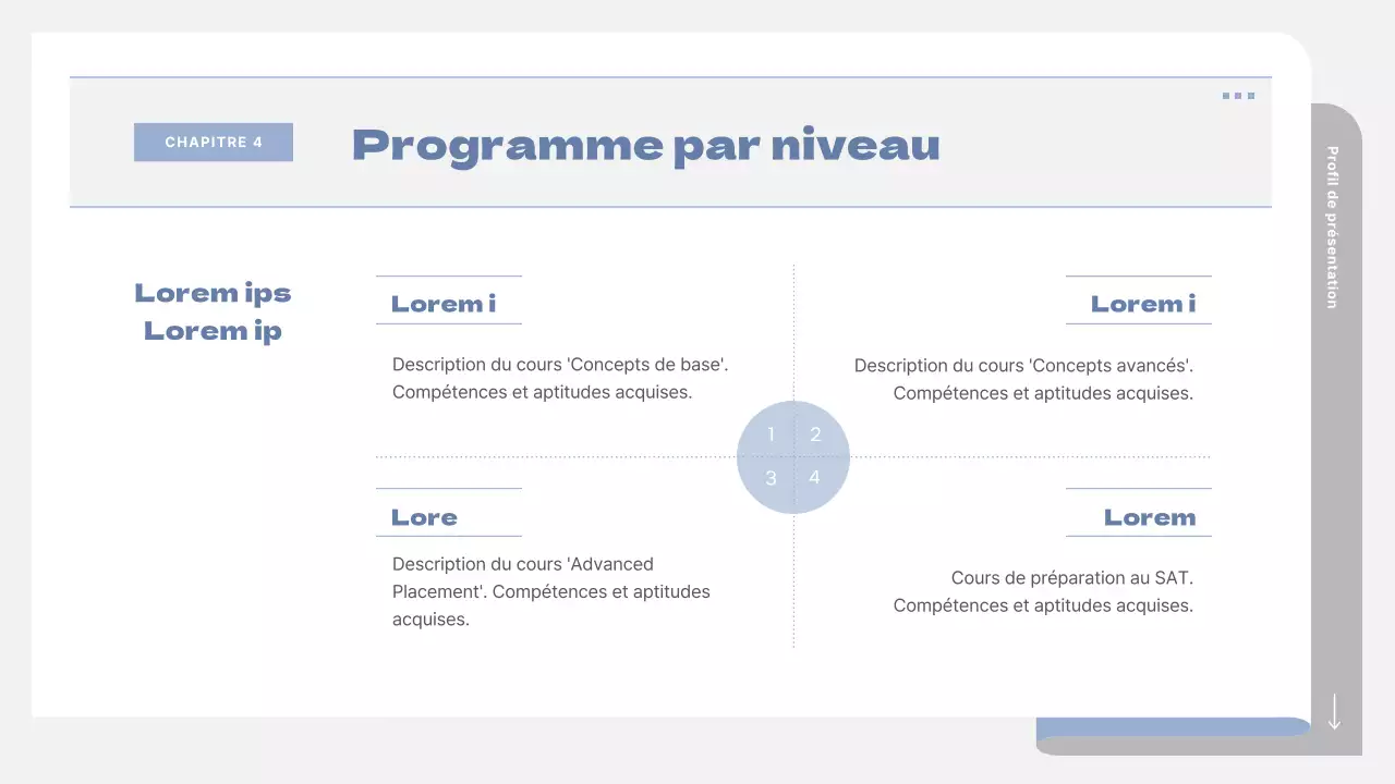 Un prospectus scolaire simple en gris et bleu