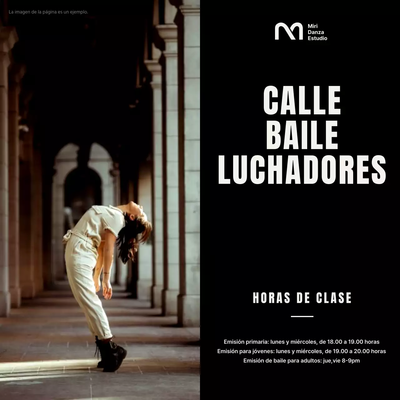 Promover clases de danza moderna en blanco y negro