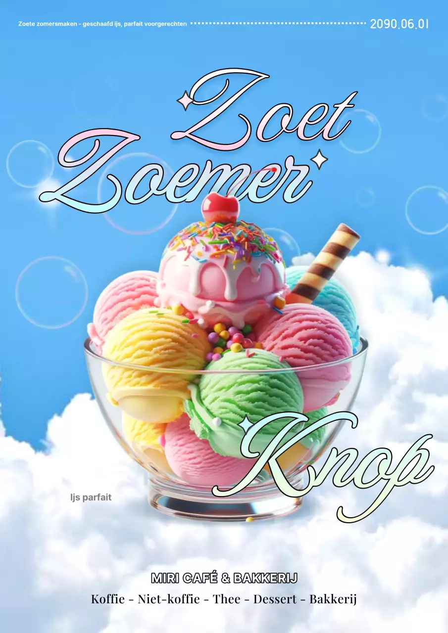 Promoot een retro zomermenu in roze en lichtblauw