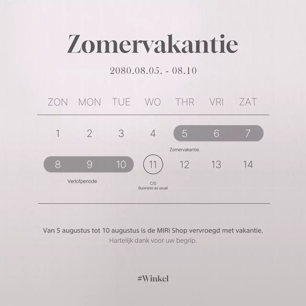 Minimalistische zomervakantie kalender pop-up in beige en bruin