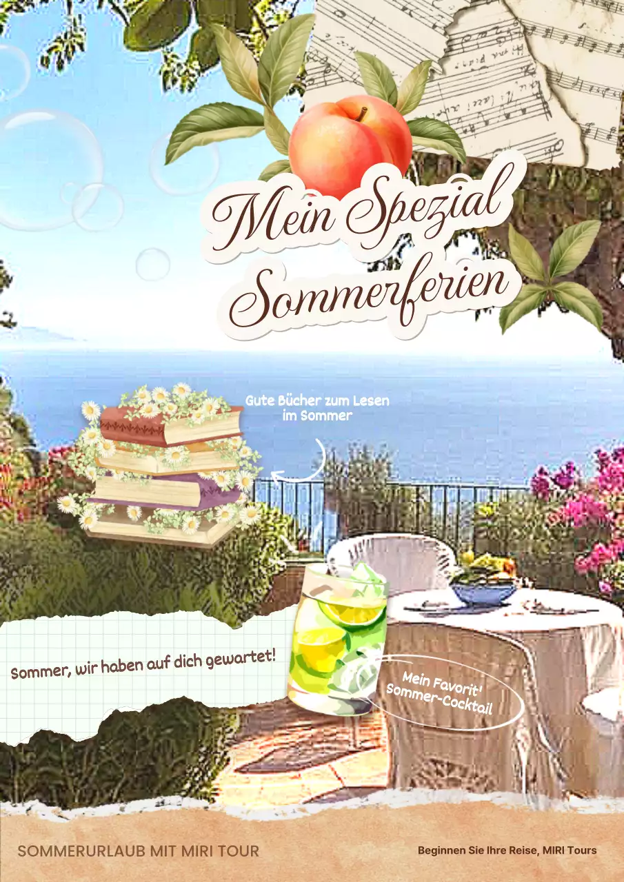 Sommerurlaubsdecke im Vintage-Stil in Beige und Hellblau