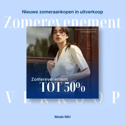 Eenvoudige zomeradvertentie in marineblauw en lichtblauw