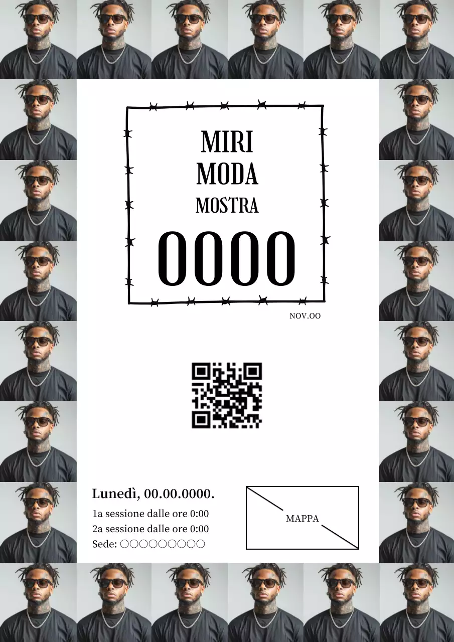 Pubblicità da passerella moderna e semplice in grigio e nero