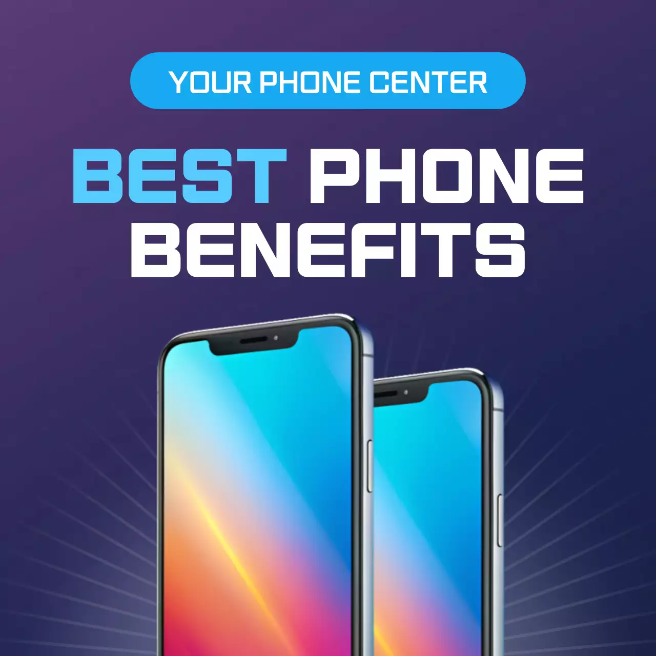 Blue Modern Phone Promotion Social Media Post