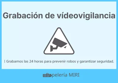 Aviso de grabación de circuito cerrado de televisión de una tienda sin personal de color azul claro minimalista