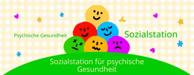 Ein niedliches Zentrum für psychische Gesundheit und Wellness mit bunten Gesichtsausdrücken