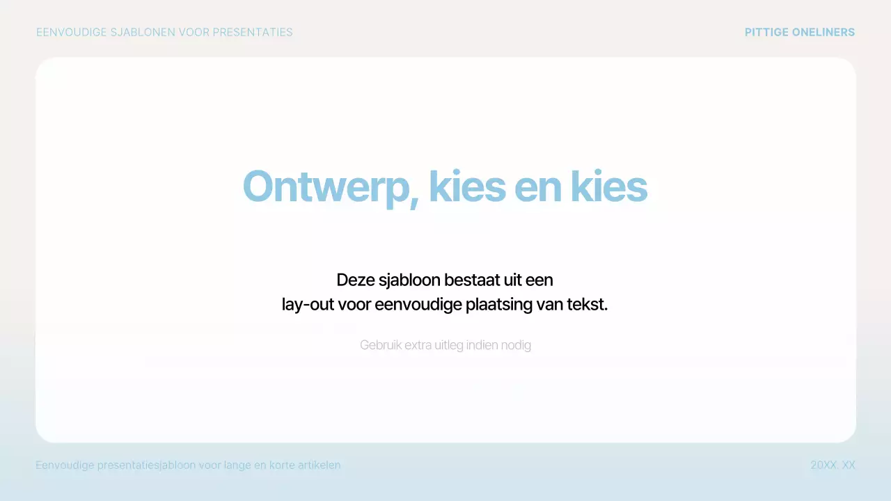 Eenvoudig presentatievoorstel in lichtblauw en wit