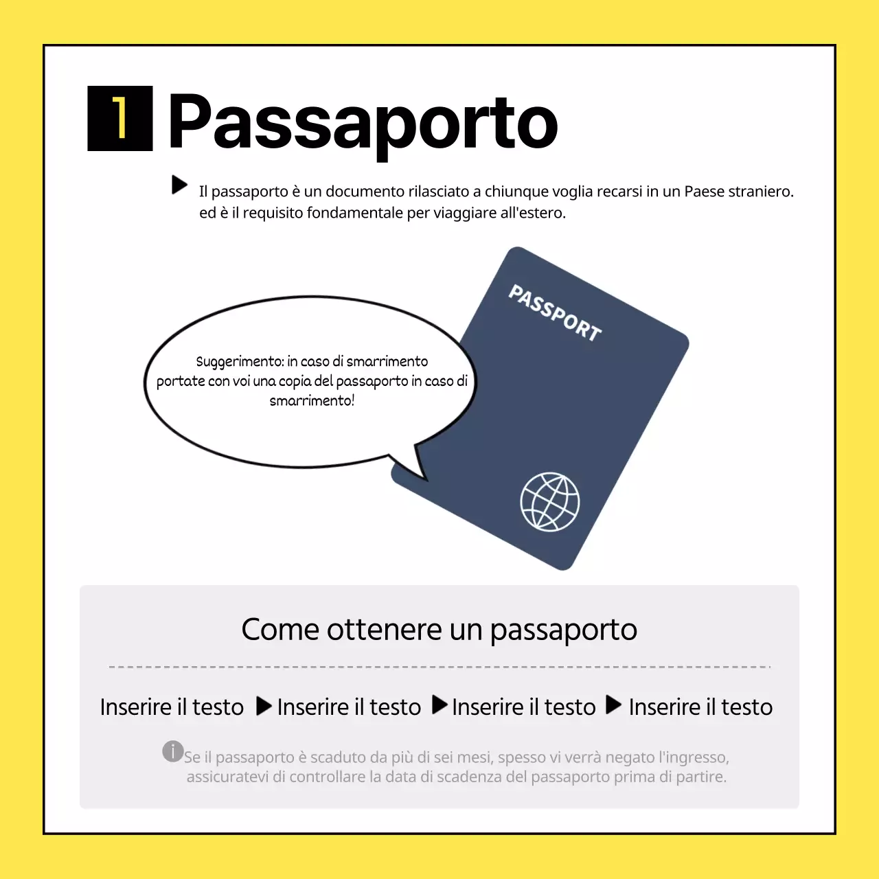 Sulla semplice lista di controllo per l'imballaggio internazionale gialla e nera